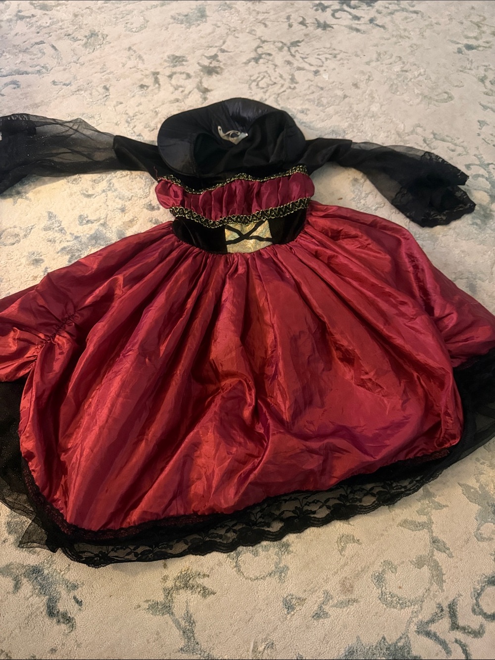 Girls' Red and Black Halloween Vampire Dress Costume